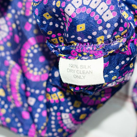 MATTA New York Silk V-neck Blouse Back Keyhole Blue Purple size Medium - Picture 6 of 7